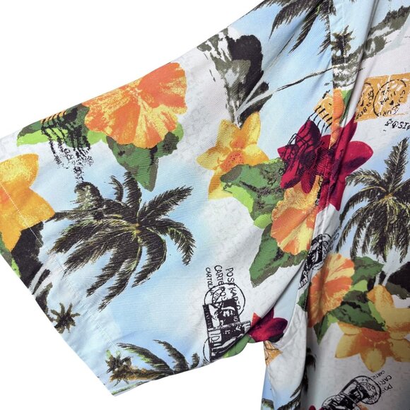 Hawaiian Mens Floral Print Short Sleeve button up Shirt Size XL - Picture 4 of 7